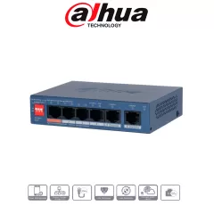DAHUA--DAHUA DH-CS4006-4ET2GT-60 - Switch PoE de 6 Puertos Administrable/ 4 Puertos PoE Downlink 10 & 100/ 2 Puertos Uplink GE/ 60 Watts Totales/ Administrable en la Nube Dolink Care / PoE Hasta 250 Metros/ Carcasa Metalica/ Switching 4.8 Gbps/-