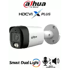 DAHUA--DAHUA DH-HAC-HFW1200RMN-IL-T - Cámara Bullet de 2 MP/ HDCVI X PLUS/ Audio Bidireccional/ Iluminación Dual Inteligente Hasta 30m/ Iluminación Mediante IR & Luz Cálida/ Reducción de Ruido 3D NR/ Metálica-