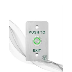 YLI YWP880BLED - Botón de Salida Mecánico, Indicador LED (Verde), Acero Inoxidable, 5-24 VCC, Función NO, Índice Protección IP68
