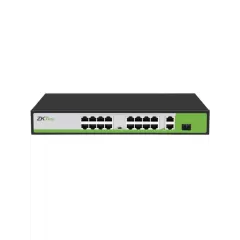ZKTECO PE162200C - Switch de 16 Puertos Fast Ethernet PoE AF - AT / 2 Puertos RJ45 10/100/1000M + 1 Puerto SFP 1G / Soporta hasta 250 mts sobre UTP CAT 6 / Autoadaptación MDI - MDIX / Protección Contra Descargas