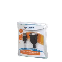 MANHATTAN 205146 - Convertidor USB a Serial RS232/COM/DB9 / Chip Prolific PL-2303 / Calibre 24AWG / 45 cm / Empaque tipo Blíster