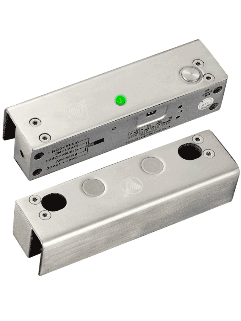 YLI ELECTRONIC--YLI YB500ULED - Cerradura Eléctrica de perno con led para Puerta de vidrio sin marco / 12 VDC / Retardo de Tiempo ajustable-