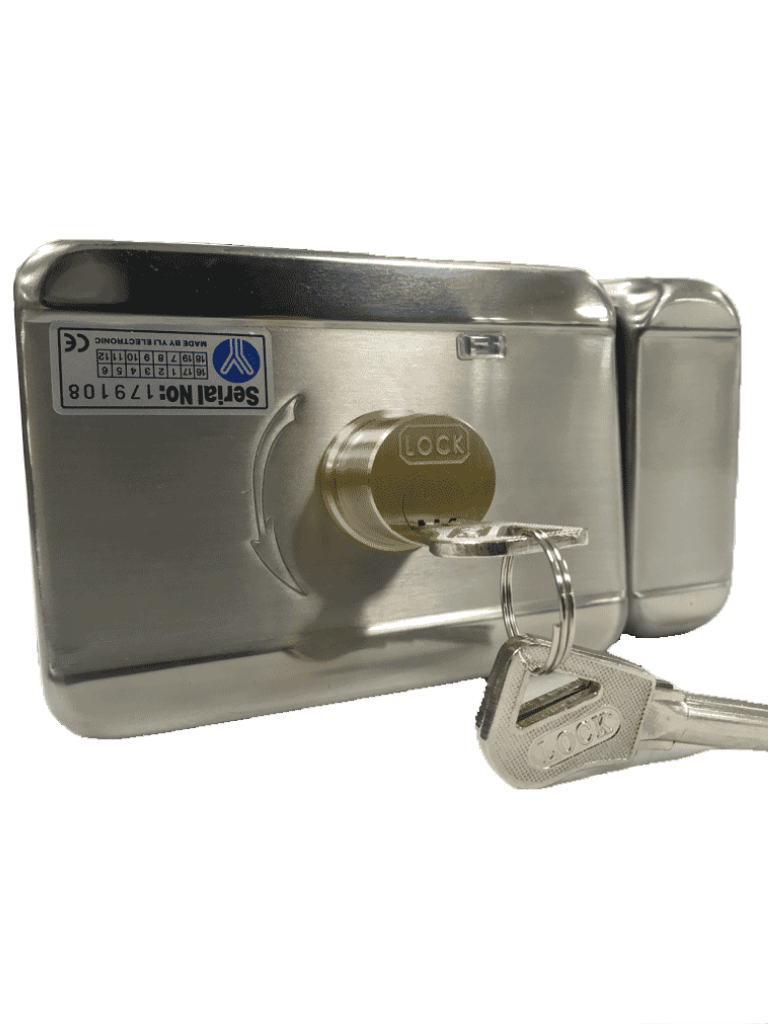 YLI ELECTRONIC--YLI ABK703BS - Cerradura inteligente anti impacto cuenta con juego de 3 llaves, sensor con luz LED de status o correcto cerrado, apertura con pulso voltaje de 12VDC /-