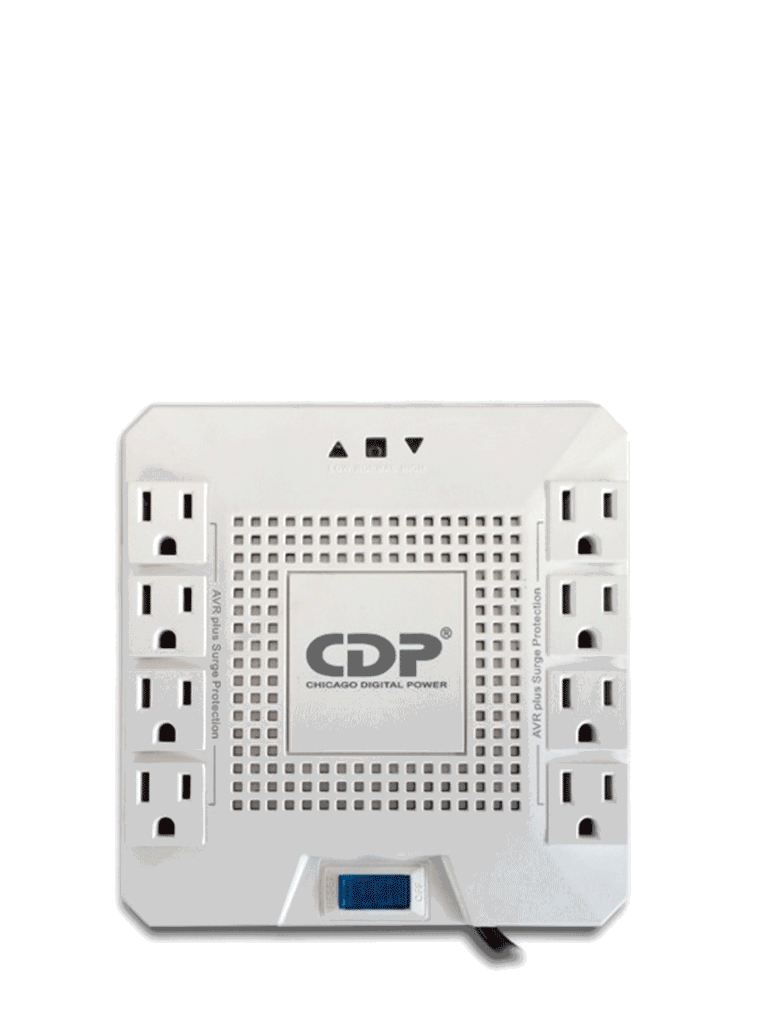 CHICAGO DIGITAL POWER--CDP RAVR1808 - Regulador para equipos electrónicos de alto consumo / 1800VA / 1000W / 8 Tomas con protección-