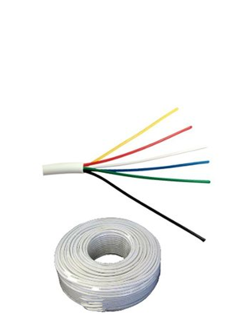 SAXXON--SAXXON OWAC6100J - Cable de alarma / 6 Conductores / CCA/ Calibre 22  AWG / 100 Metros / Recomendable para control de acceso / Videoportero / Audio / Reforzado-
