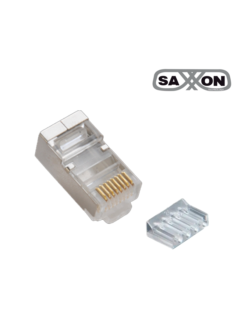 SAXXON--SAXXON S901E - Conector plug RJ45 para cable UTP con guía / CAT 6 / Blindado / Paquete 100 piezas-