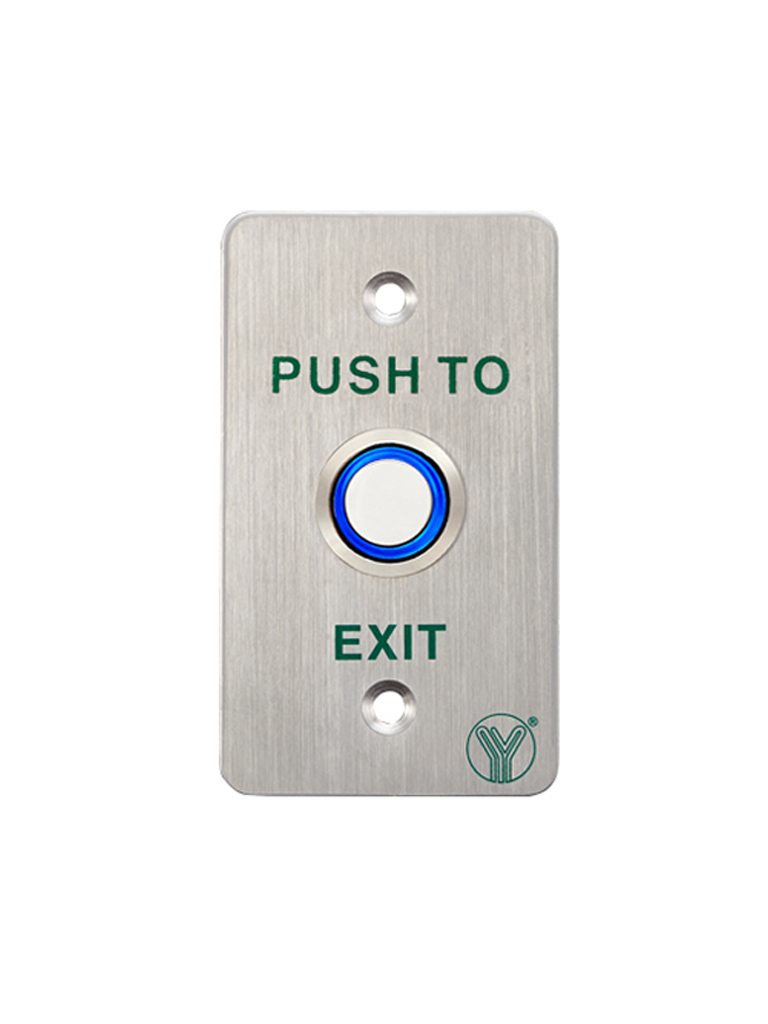 YLI ELECTRONIC--YLI PBK814BLED - Boton liberador de puerta de acero inoxidable con Luz LED azul / Salidas NO y  NC / Compatible con caja de  instalacion clave 76017-