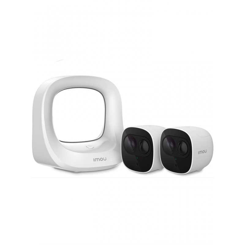 IMOU--IMOU CELLPROKIT2 – 2 Cámaras 100% Libres de Cables +Estación Base/ Batería Recargable/ 2 Megapíxeles/ Audio Dos Vías/ Detector PIR Integrado/ IR de 10 Metros/ Compatible con Alexa y Asistente de Google/ Almacenamiento en Estación Base/ Wifi/-
