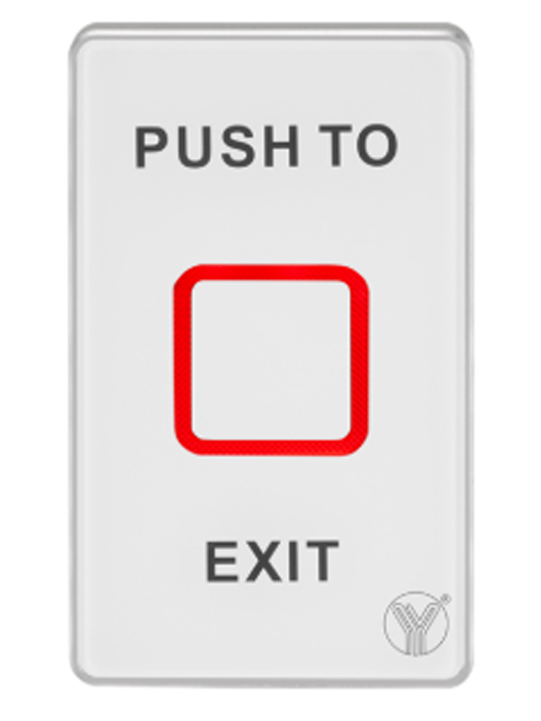 YLI ELECTRONIC--YLI TSK830NCLED - Botón de salida touch con luz LED acabo elegante en cristal templado salidas NO y NC/  No requiere caja de instalación, 12 VDC-