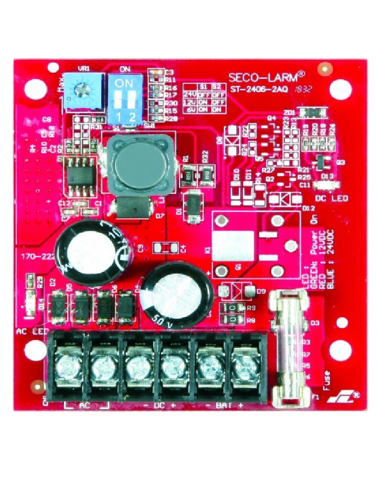 SECO-LARM--SECO-LARM ST24062AQ -  Fuente de Poder con Cargador Bateria 1.5 amp 6/12/24 VCD-