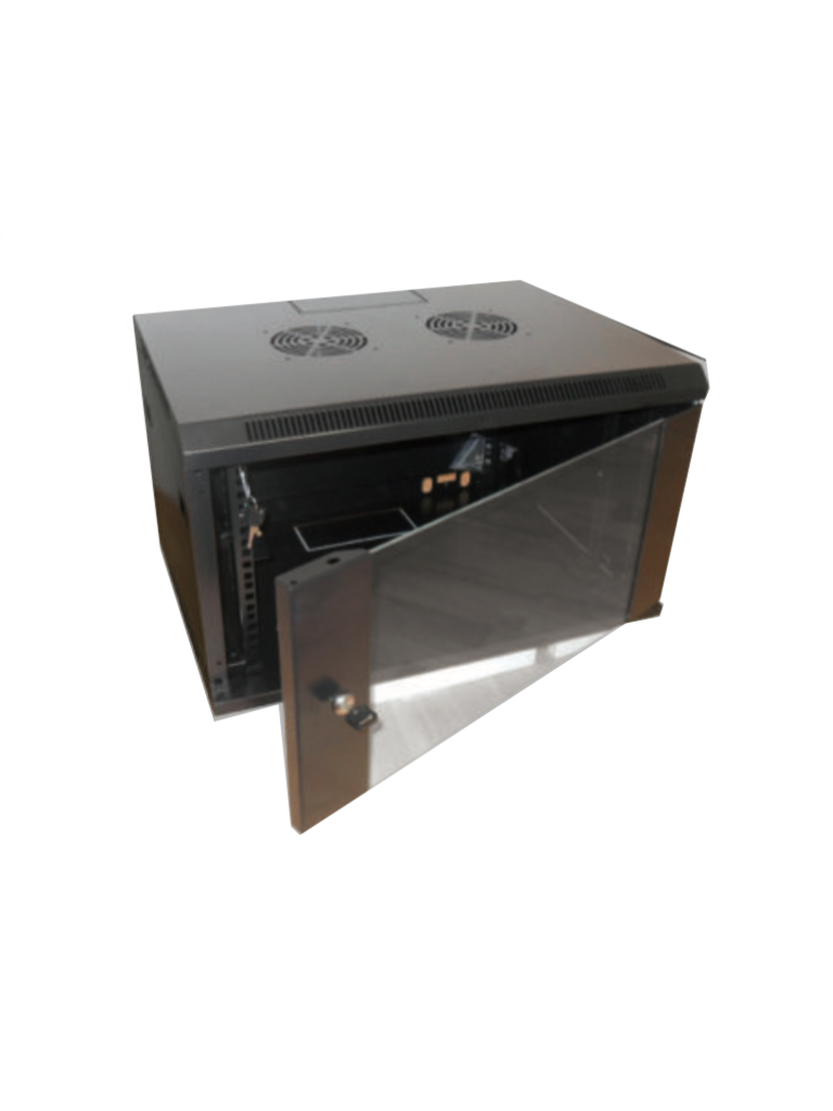 SBE TECH--SBETECH GNLPAR6URP - Gabinete de pared 6UR/ 600mm de ancho/ 600 mm de profundidad Puerta delantera de cristal templado/ Cerradura y llaves-