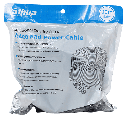 DAHUA--DAHUA DH-PFM942I-30-5 - Cable de 30 Metros Armado para Video y Energía/ Para Camaras Hasta 4k/ con Conectores BNC y de Energía/ Uso Exterior e Interior/ Cobre de Alta Pureza/ Soporta: AHD/CVI/TVI/CVBS/-