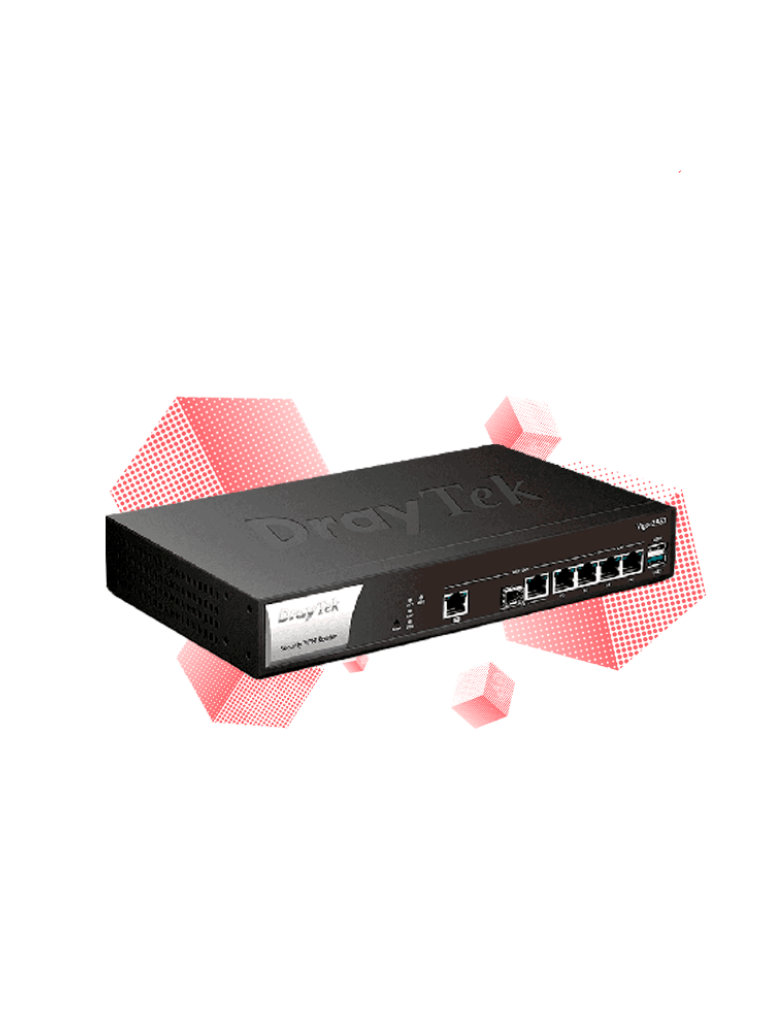 DRAYTEK--DrayTek VIGOR2962- Ruteador Multi-WAN Balanceador de cargas/ Ideal para PyMEs/ Hasta 200 túneles VPN/ 1 Puerto WAN 2.5GB/ 1 Puerto combo SFP & RJ45 WAN/ 2 Puertos intercambiables LAN & WAN GE/ 2 Puertos fijos LAN RJ45 GE/ Filtrado de contenido WEB-