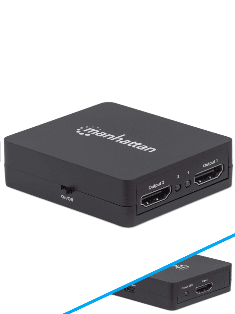 MANHATTAN--MANHATTAN 207652 - Splitter / Divisor de Video HDMI/ FullHD/ 1 Entrada y 2 Salidas/ Distancia de Entrada 15 Metros/ Distancia de Salidas 15 Metros/ Soporta Conexión en Cascada/ Soporta sonido LPCM, Sonido Master DTS-HD y Dolby TrueHD/-