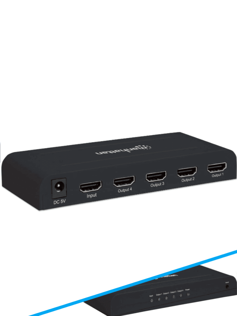 MANHATTAN--MANHATTAN 207515 -  Splitter / Divisor de Video HDMI/ 1 Entrada y 4 Salidas/ Resolucion 4k @ 30Hz/ Soporta Video full 3D y Color Profundo/ Soporta Sonido Comprimido DTS-HD Master y Sonido Envolvente/-