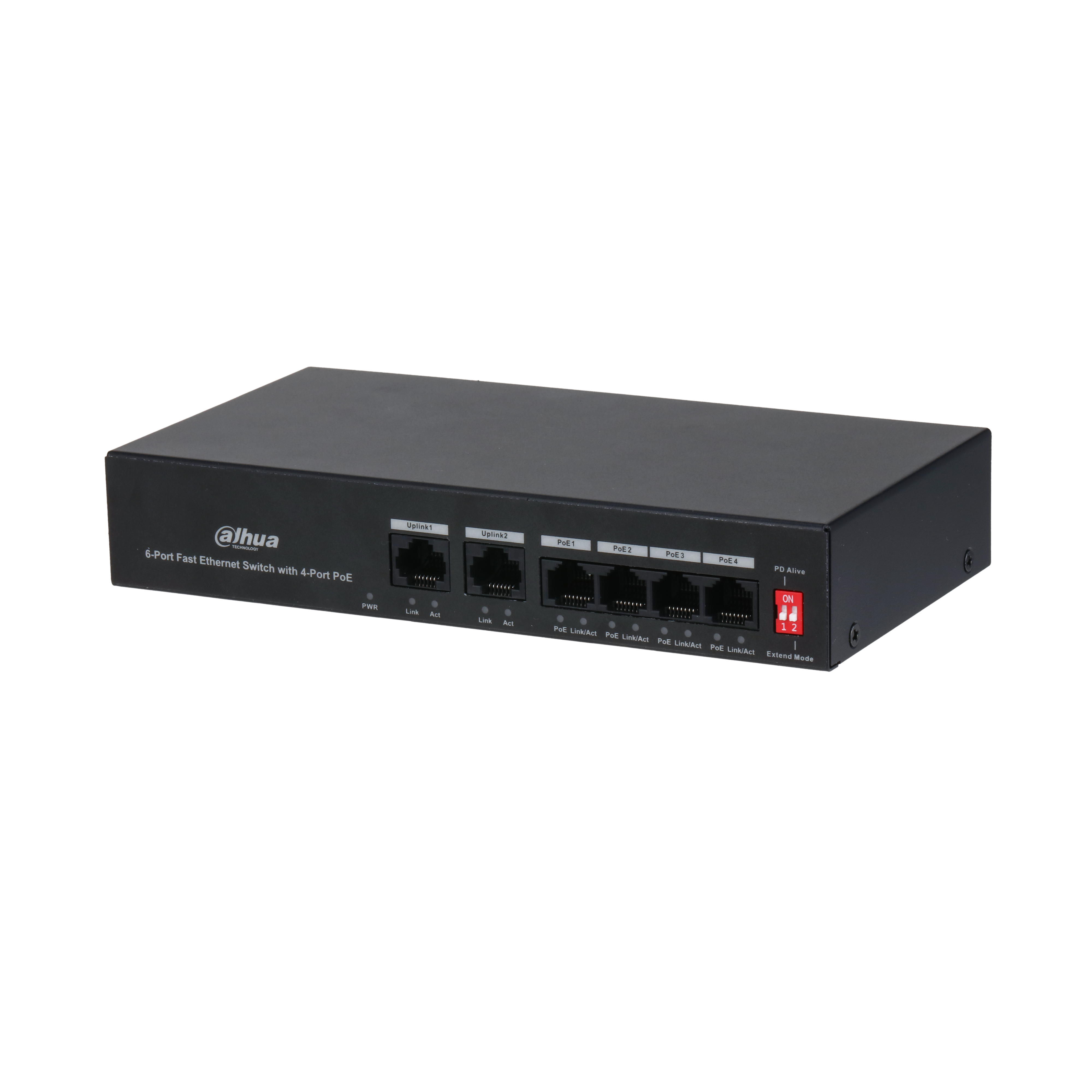DAHUA--DAHUA PFS3006-4ET-36 - Switch PoE de 6 Puertos Fast Ethernet/4 Puertos PoE 10/100/ 2 Puertos uplink 10/100/ 36 Watts Totales/ Switching 1.2 Gbps/ Tasa de Reenvio de Paquetes .89 Mbps/ con Protección de Descargas/-