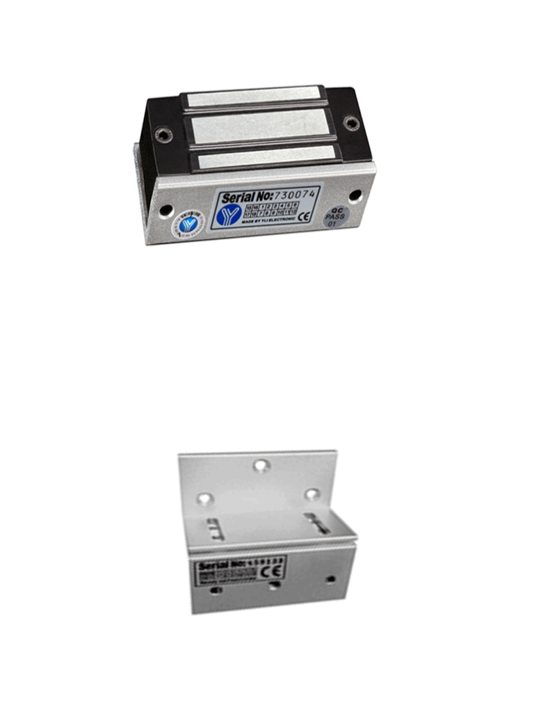 YLI ELECTRONIC--YLI YM60ZPACK Paquete de Cerradura Magnética YM60 60Kg (120LB) incluye Soporte de Fijación tipo Z-