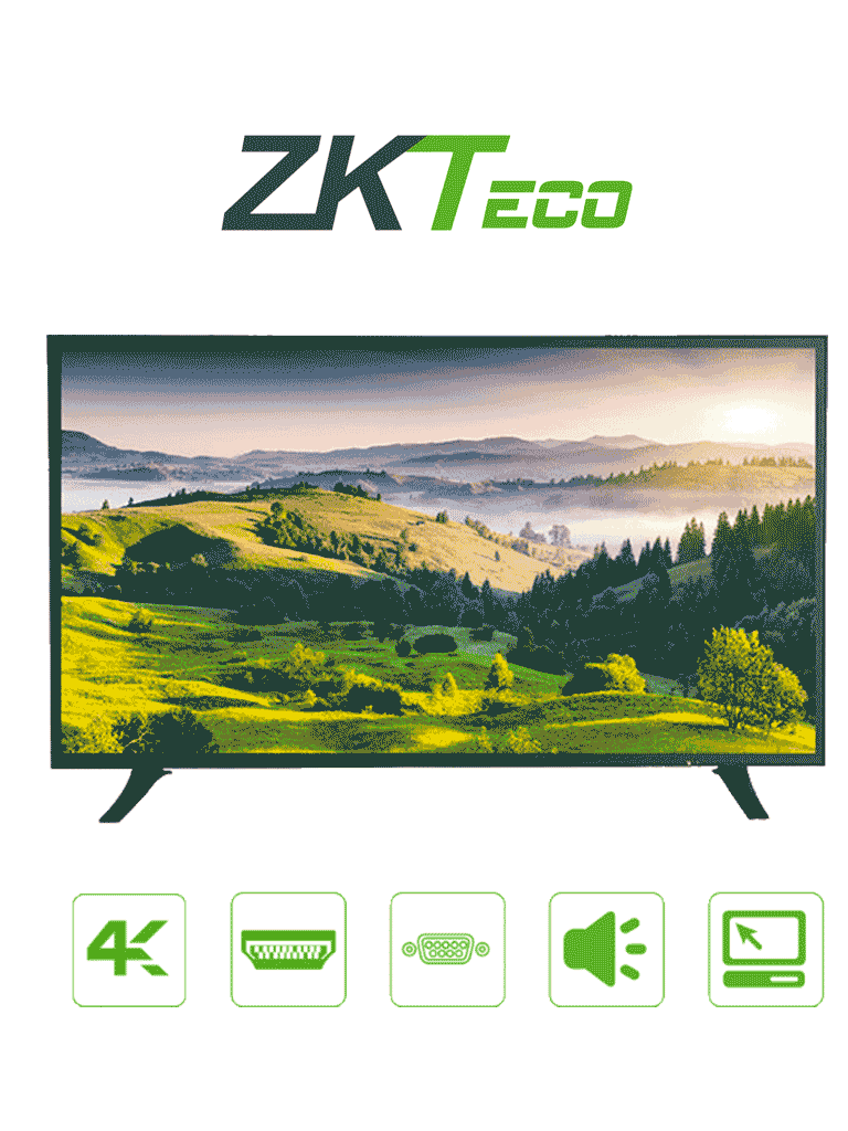 ZKTECO--ZKTECO ZD434K-Monitor LED UHD Profesional de 43 pulgadas / Resolución 3840 x 2160 / 2 Entradas de video HDMI y 1 VGA / Altavoces Incorporados / Ángulo de Visión Horizontal 170° /  Soporte VESA / Operación 24/7 /  Incluye Cable HDMI-