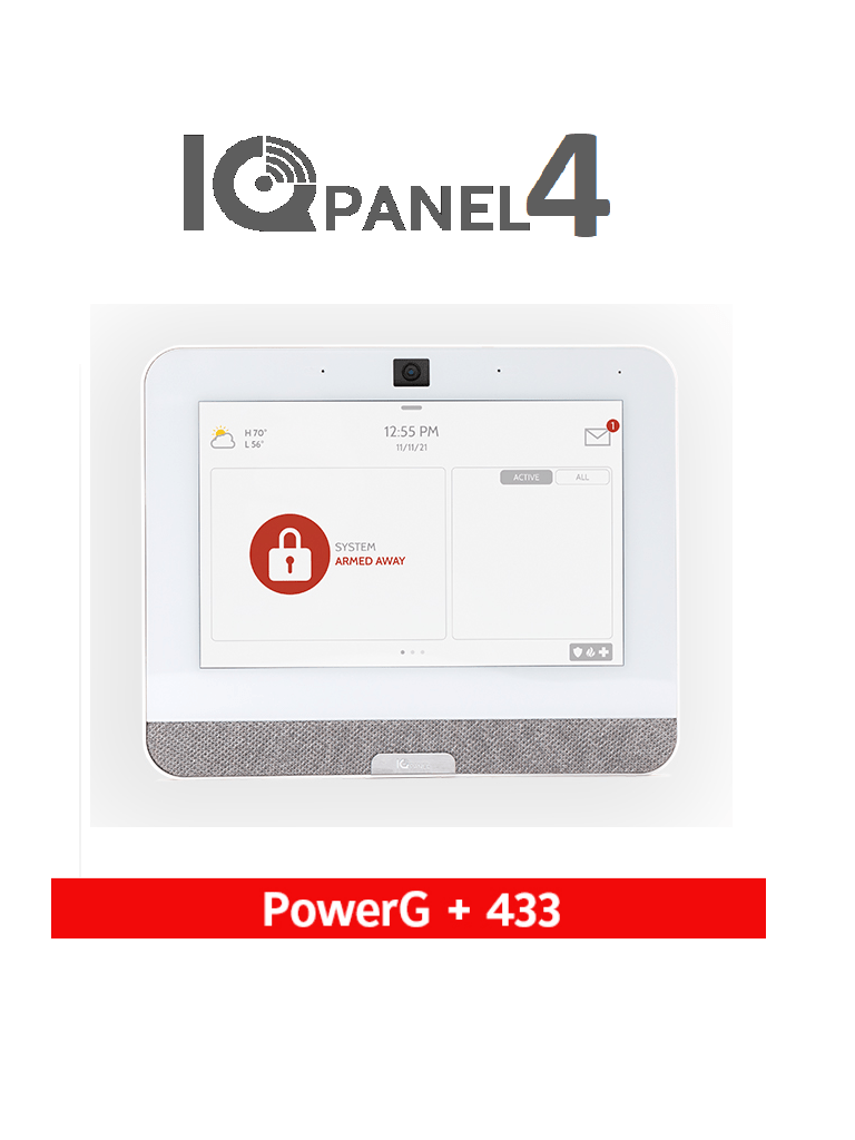 QOLSYS--QOLSYS IQP4005 - Sistema de Alarma IQPanel4 Autocontenido , con Pantalla Tactil de 7", Power G 915 Mhz + DSC Serie Power 433 Mhz. Con 4 Bocinas integradas (4W). Para la plataforma Alarm.com #FDI-