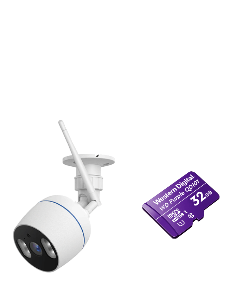 ZKTECO--NGTECO NGC501PAK - Paquete de Cámara NGC501 IP Bullet WiFi 1080P con Memoria de 32GB Micro SDHC/ Linea Purple/ Clase 10 U1-