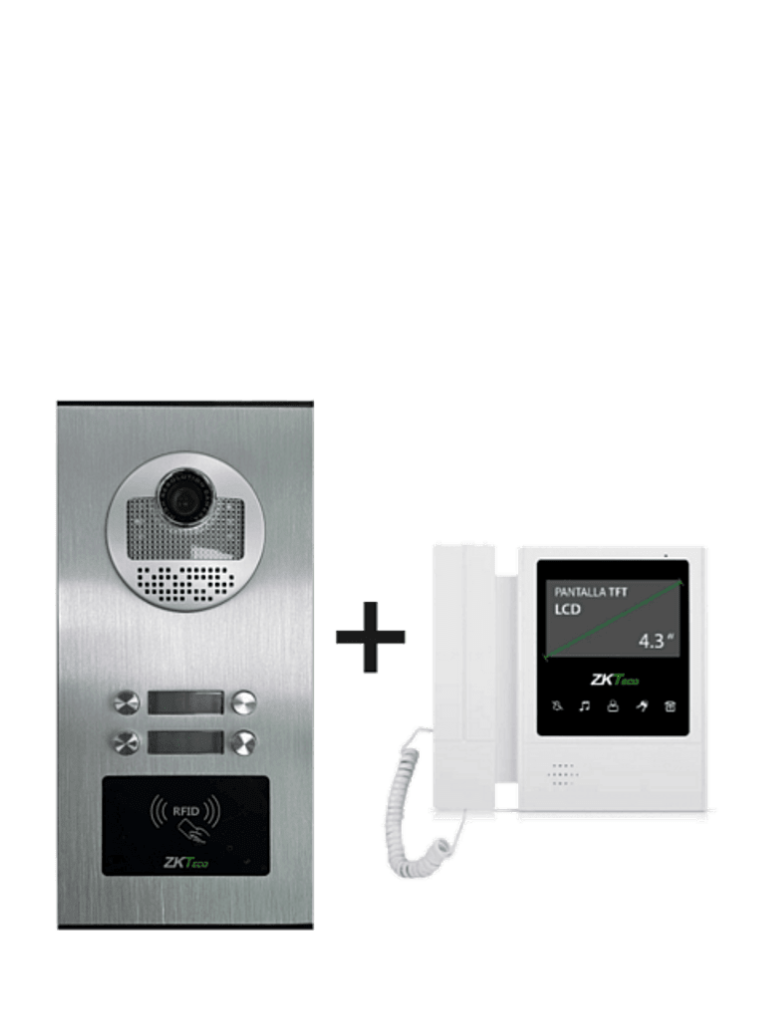 ZKTECO--ZKTeco VE04A01PAQ4P - Paquete de Videoportero para 4 Departamentos VE04A01 con  1 Monitor VDPIB4 de 4.3 pulgadas-
