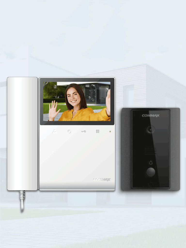COMMAX--COMMAX CDV43K2DRC4LN - Kit de videoportero Commax a color con monitor de 4.3 pulgadas y auricular, frente de calle, comunicación con audio y video, función de apertura de puerta no requiere configuración-