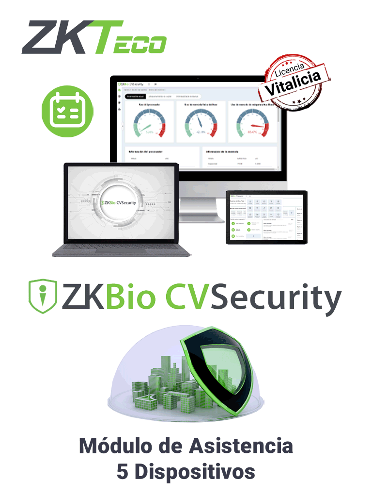 ZKTECO--ZKTECO ZKBIOCVTAP5 - Modulo Vitalicio de Asistencia para BioCVSecurity para 5 puntos de asistencia  / Hasta 30 000 Usuarios-