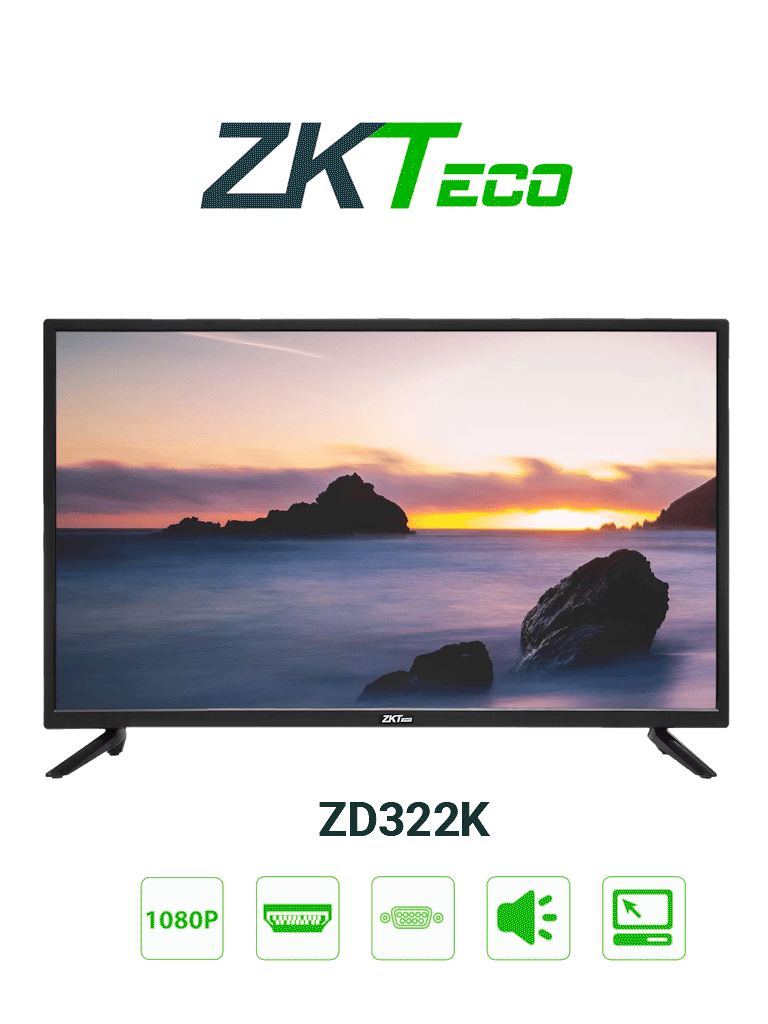 ZKTECO--ZKTECO ZD322K - Monitor LED FHD Profesional de 32 pulgadas / Resolución 1920 x 1080 / 1 Entrada de video HDMI y 1 VGA / Altavoces Incorporados / Ángulo de Visión Horizontal 170° /  Detección Automática de Señal / Carcasa Metálica #Irresistibles-