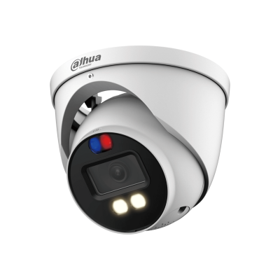 DAHUA--DAHUA DH-HAC-ME1809HN-A-PV - Camara Domo TiOC 4k/ Disuasión Activa/ Iluminador Dual Inteligente + FullColor/ Estrobo con Luz Roja y Azul/ Lente de 2.8mm/ 106 Grados de Apertura/ 40 Metros de IR y  Luz Visible/ Microfono Integrado/ IP67/ #LoNuevo-