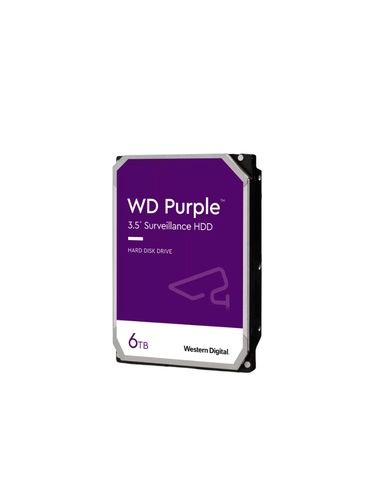 WESTERN DIGITAL--WESTERN DIGITAL WD64PURZ - Disco Duro de 6 TB Purple/ Especial para Videovigilancia/ Trabajo 24/7/ Interface: Sata 6 Gb/s/ Cache 256 MB/ Hasta 64 Cámaras/ Hasta 16 Bahías de Discos Duros/ 3 Años de Garantía/-