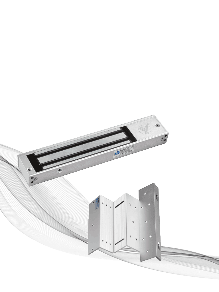 YLI ELECTRONIC--YLI YM180NLEDPACK - Paquete de Cerradura Magnética YM180NLED y Soporte de Fijación tipo ZL / Fuerza de Sujeción 180kg (350LB) / Para puertas de madera, vidrio y metálicas-