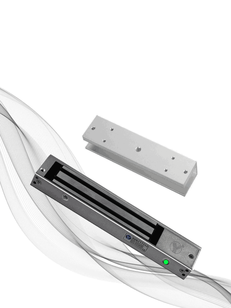 YLI ELECTRONIC--YLI YM280NLEDULPACK Paquete de Cerradura Magnética YM280NLED y MBK280UL para Puertas de Vidrio sin Marco / 280 kg (600 Lb) / Con Indicador Led-