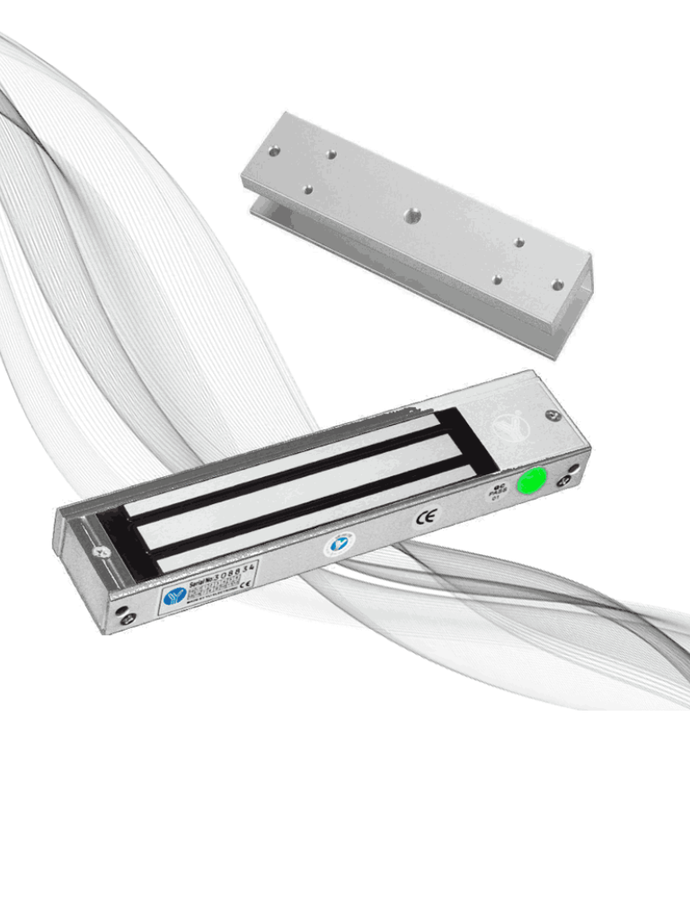 YLI ELECTRONIC--Paquete de Cerradura Magnética YM180NLED y MBK180UL para Puertas de Vidrio sin Marco / 180 kg (350 Lb) / Con Indicador Led-