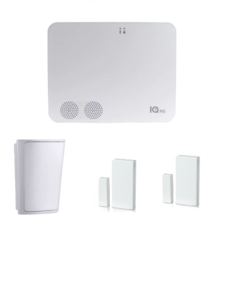 QOLSYS--QOLSYS IQNS PACK - Paquete que contiene Sistema de Alarma IQ NS autocontenido sin pantalla, Power G 915 Mhz  1 sensor PIR inalámbrico PG9914 y 2 sensores magnéticos inalámbricos PG9303-