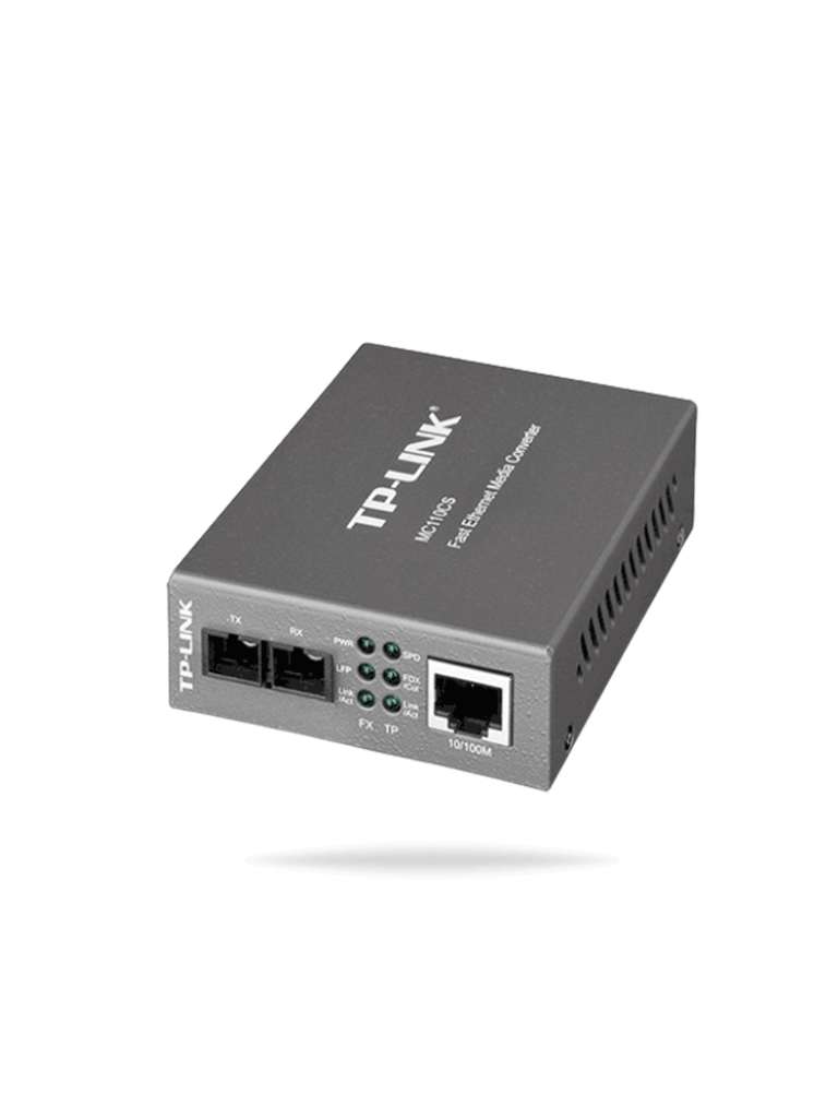 TP-LINK--TP-LINK MC110CS - Convertidor Multimedia Mono-modo, 1 puerto RJ45 10/100 Mbps, conector de fibra SC, hasta 20 km-