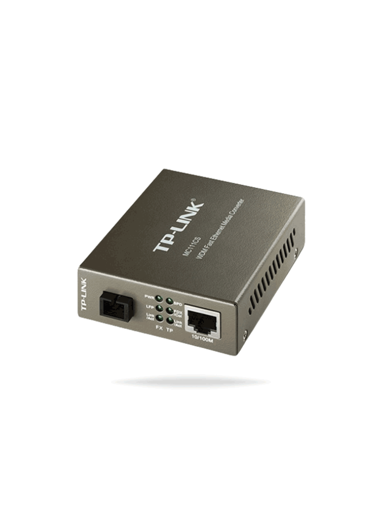 TP-LINK--TP-LINK MC111CS - Convertidor Fibra Óptica WDM Monomodo , 1 puerto RJ45 10/100 Mbps , 1 puerto SC/UPC 100 Mbps , Hasta 20 Km , Para su Funcionamiento Requiere el Modelo MC112CS , Plug and Play-