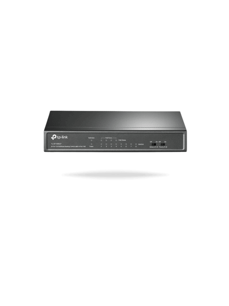 TP-LINK--TP-LINK TL-SF1008LP - Switch PoE No Administrable/ 8 Puertos Fast Ethernet/ 4 Puertos PoE AF/ Presupuesto PoE de hasta 41W/ Modo Extendido hasta 250m de Conexión-
