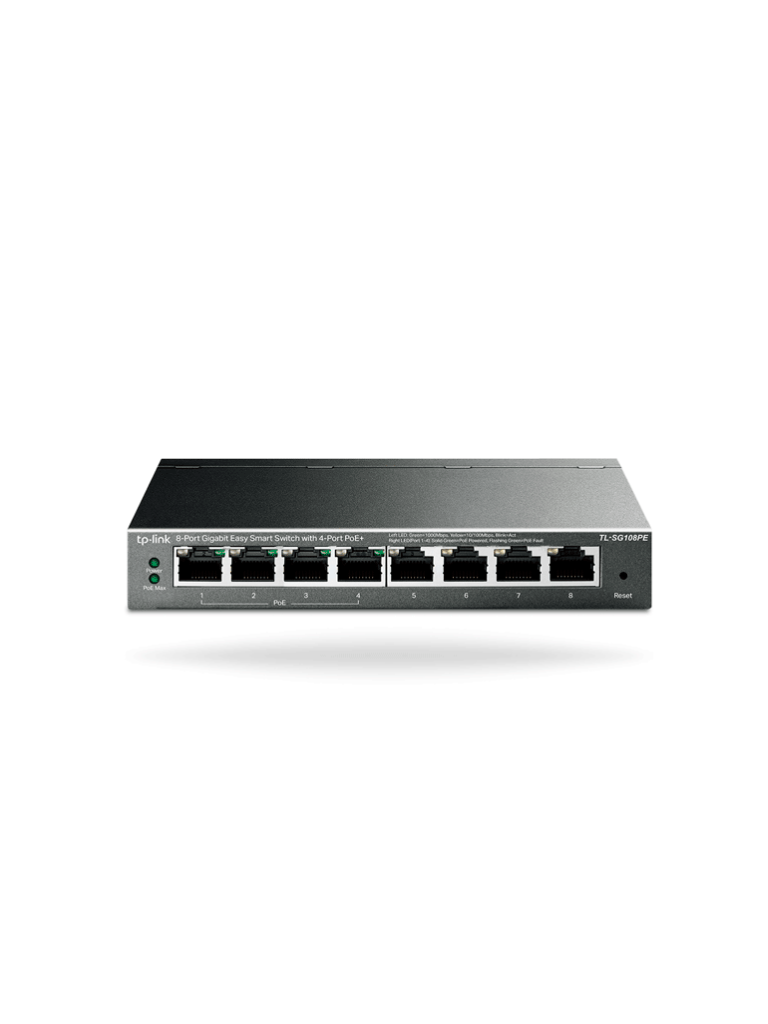 TP-LINK--TP-LINK TL-SG108PE - Easy Smart Switch PoE JetStream , 8 puertos 10/100/1000 Mbps 55 W-