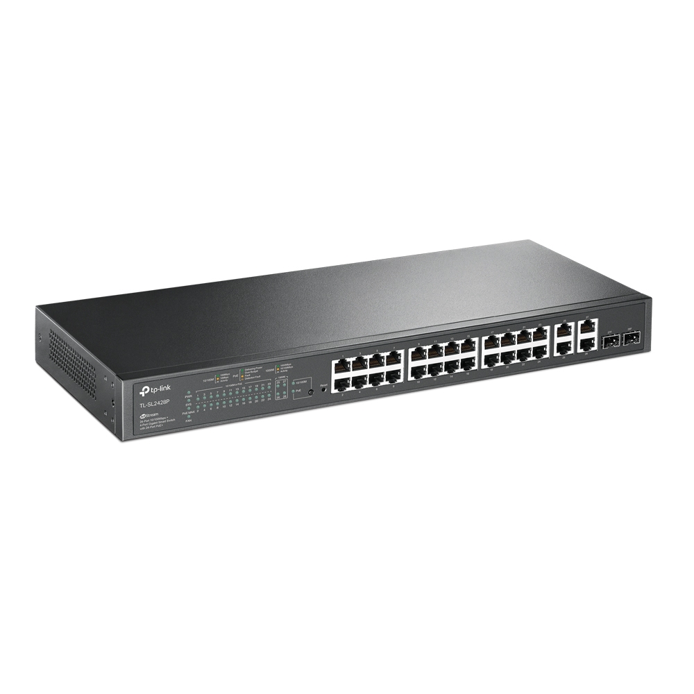 TP-LINK--TP-LINK TL-SG2428P - Switch PoE JetStream SDN Administrable 24 puertos 10/100/1000 Mbps + 4 puertos SFP, 24 puertos PoE, 250W, administración centralizada OMADA SDN-