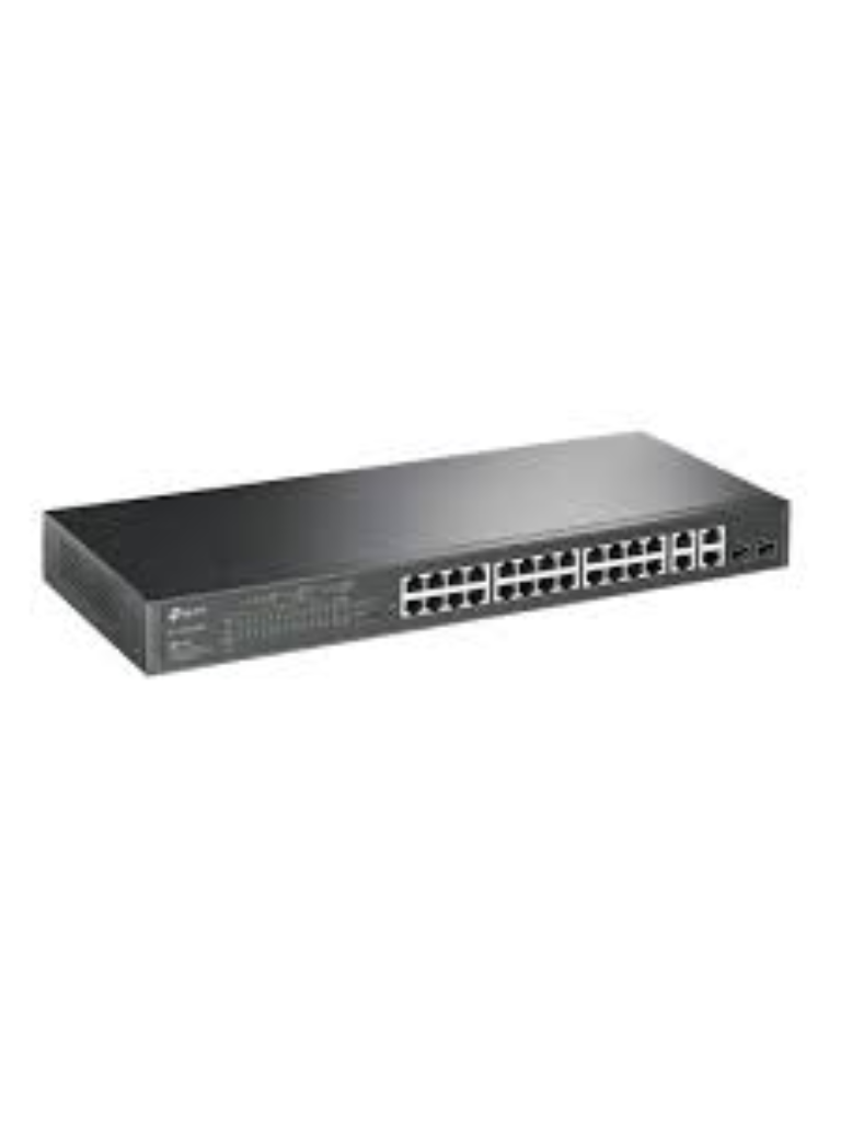 TP-LINK--TP-LINK TL-SL2428P - Switch PoE+ JetStream SDN Administrable 24 puertos 10/100 Mbps + 2 puertos 10/100/1000 Mbps (Uplink) + 2 puertos SFP (combo 2 RJ45 10/100/1000 Mbps), 250W, administración centralizada OMADA SDN-