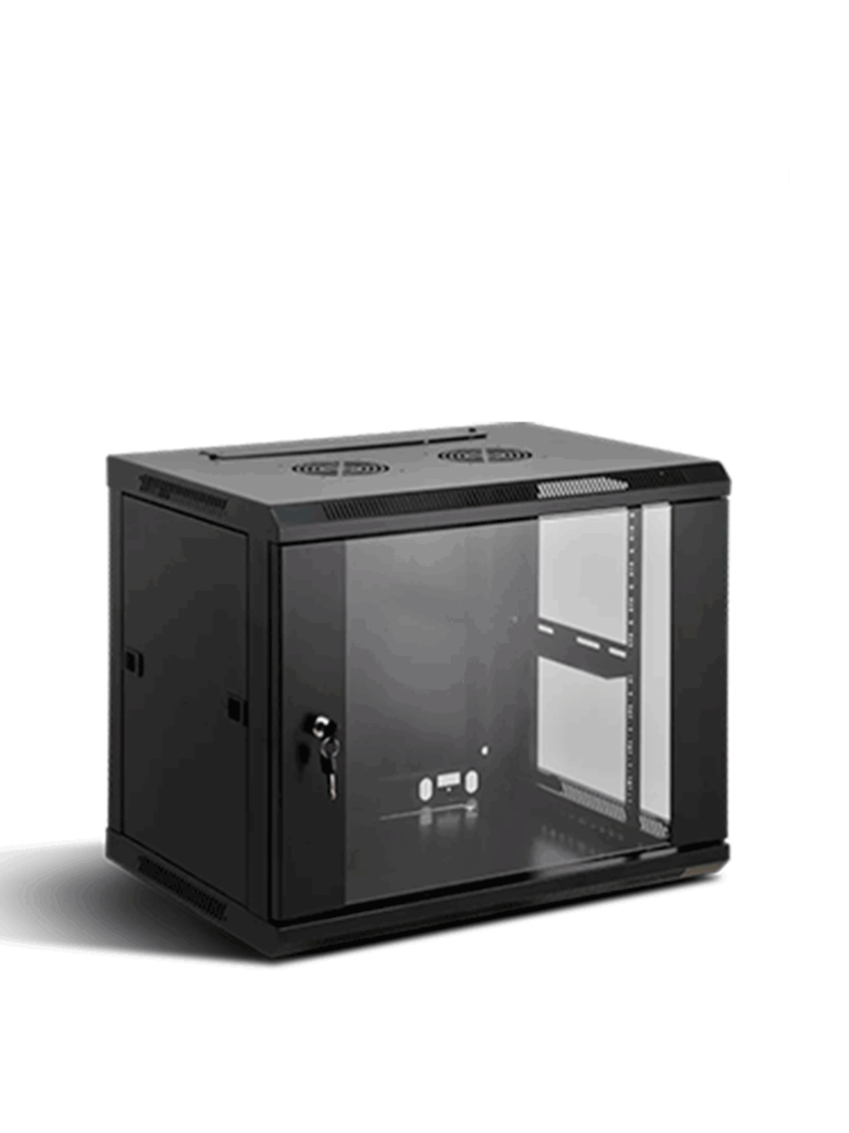 SAXXON--SAXXON SXR6U6406S - Gabinete de Pared Negro / 6UR / Fijo / Puerta de Vidrio Templado / Ancho 600 mm x profundidad 450 mm x alto 350 mm-