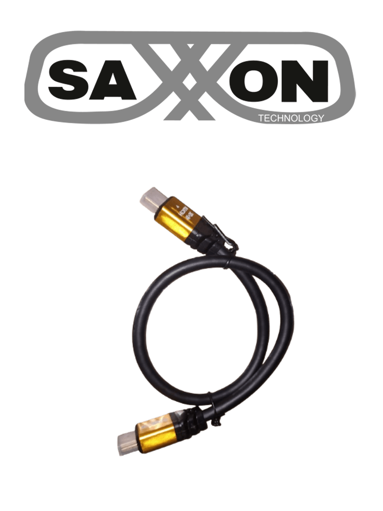 SAXXON--SAXXON SX005HDC - Cable HDMI de 0,5 metros de alta velocidad / Versión 2.0 / Resolución 4K / Canal de retorno de audio (ARC) / Video 3D / Blindado para reducir interferencias / Chapado en oro / Alta resistencia y durabilidad.-