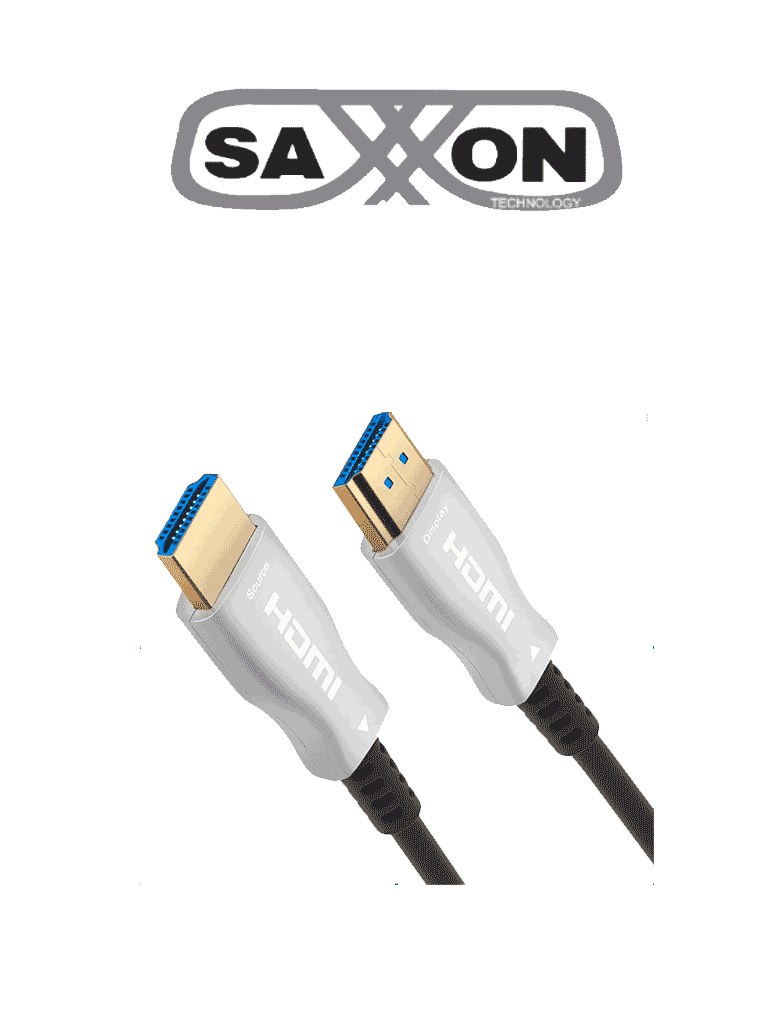 SAXXON--SAXXON SX30HDFO47 Cable HDMI de 30 Metros por Fibra Óptica 4K@60Hz / Fibra 4 hilos + 7 hilos cobre estañado / Compatible con HDMI 2.0 / Alta velocidad 18 Gbps / 3D / HDR / Caja de Aleación de Zinc / Premium-