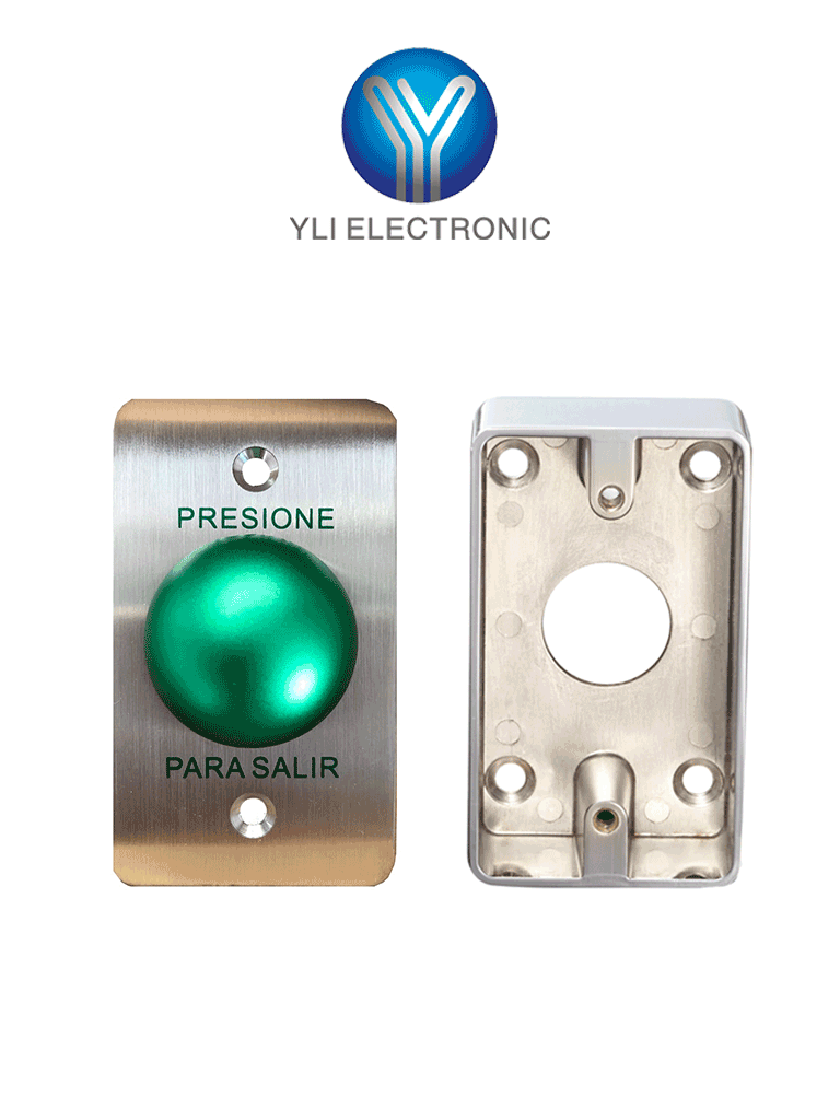 YLI ELECTRONIC--YLI PBK818A800AM Kit de Botón Liberador Tipo Hongo con Caja de Metal para Instalación Segura-