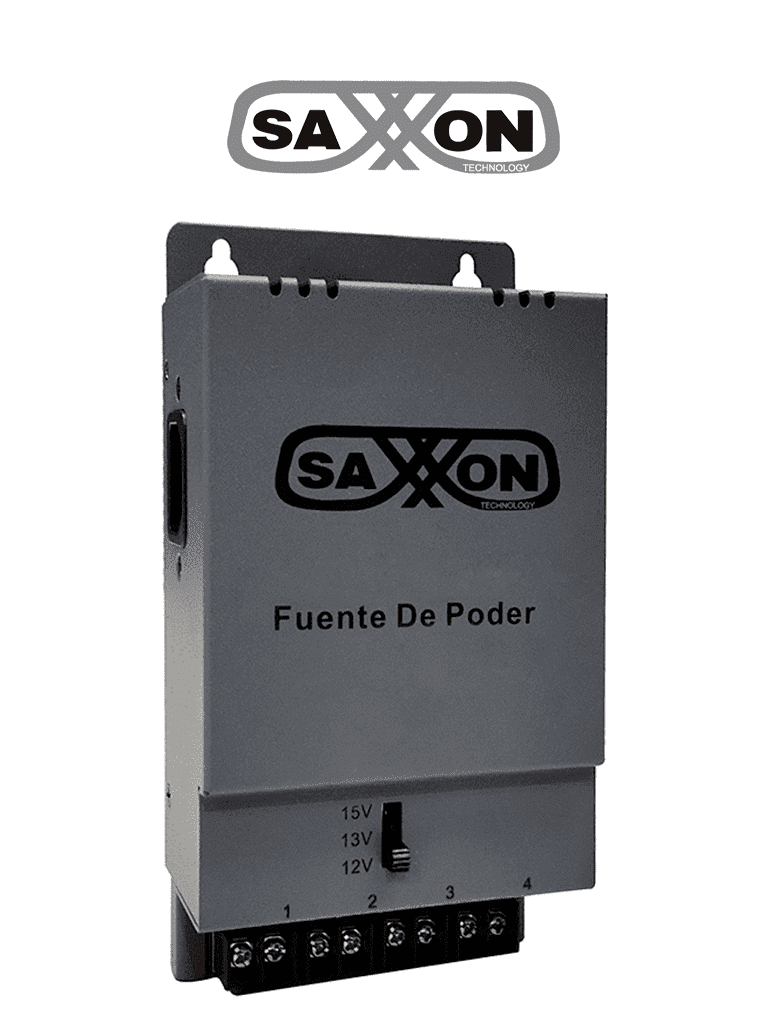 SAXXON--SAXXON ENERGIA PSU1205A - Fuente de poder Regulable Metálica/ Conexión de Hasta 4 Canales/ Voltaje de Ajuste 12V 13V o 15V cc/ Salida de Hasta 5 Amp en los 4 Canales/ Instalación en Pared-