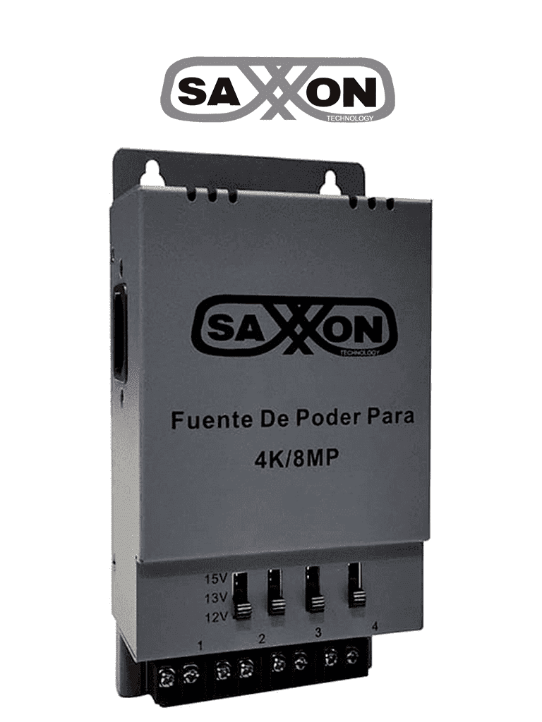 SAXXON--SAXXON ENERGIA PSU1205A-4K - Fuente de poder Regulable Metálica/ Conexión de Hasta 4 Canales/ Voltaje de Ajuste 12V 13V o 15V cc/ Salida de Hasta 5 Amp en los 4 Canales/ Instalación en Pared-