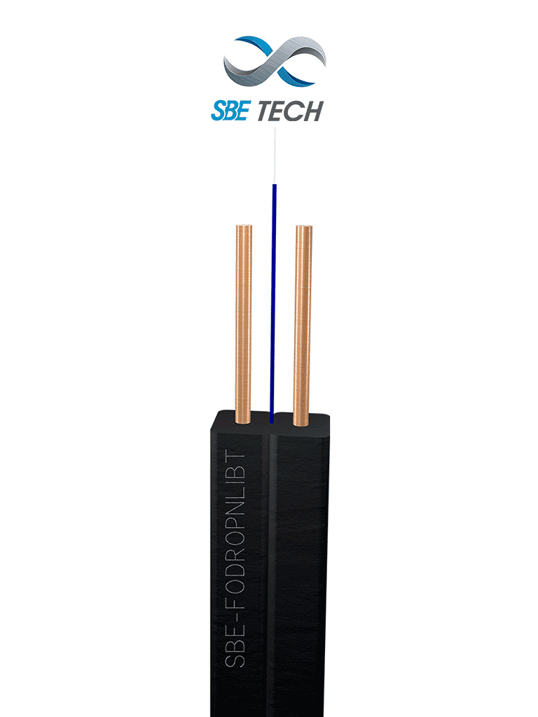 SBE TECH--SBETECH SBE-FODROPNL1BT-NP - Carrete de 2km de fibra óptica drop FTTH, nueva línea tipo mariposa, monomodo G657A2, LSZH, 1 hilo-