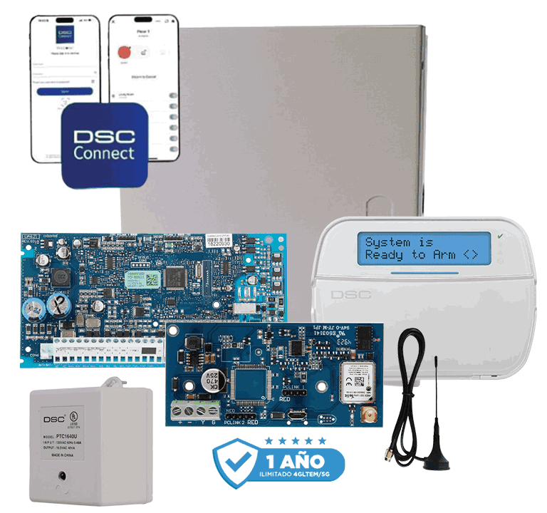 DSC--DSC NEO-LCD-LE4050M- Kit Neo 32 Zonas  Panel HS2032/ / Teclado Alfanumérico HS2LCDN/  Fuente PTC1640U / Gabinete GMX003 / Comunicador LE4050m con 1 año de servicio #SuperKit-