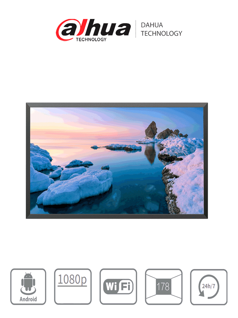 DAHUA--DAHUA DHI-LDH43-SAI200KD Pantalla de Señalización para pared 43"/ Panel Grado Industrial/ Carcasa Metálica/ Procesador 4 núcleos-