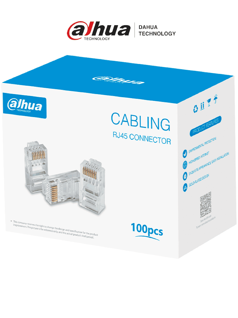 DAHUA--DAHUA DH-PFM976-531 - Caja con 100 Plugs RJ45 Cat5e/ Chapado de Oro de 15 U"/ Clasificación de Resistencia al Fuego UL94V-2/ #LoNuevo #CONEEN-